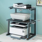 TMUCUNG Printer Stand Desktop Stand for Printer 3-Tier Multifunction Storage Book Shelf Floor Printer Table Space Organizer Perfect for Office Living Room Kitchen(Black) - Image 5